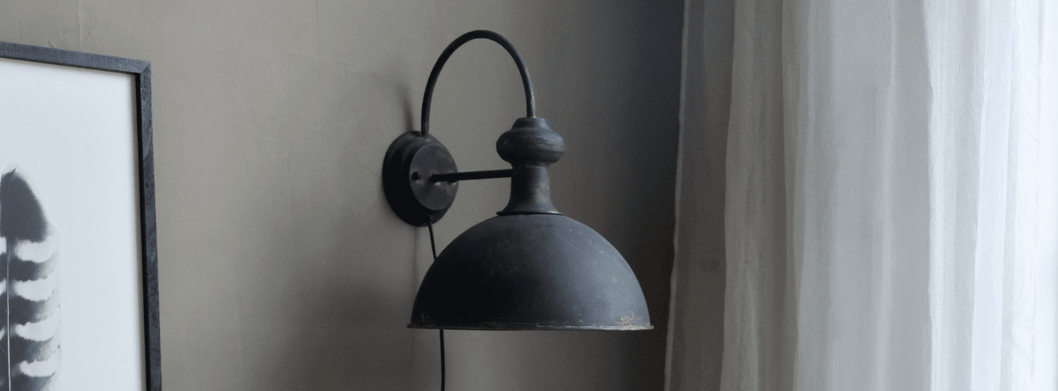 Antik fekete loft falilámpa.