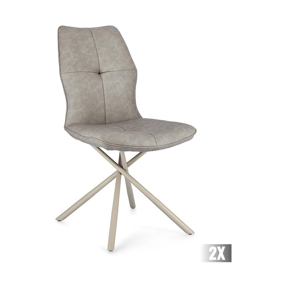 Szürkésbarna) színű műbőr szövettel kárpitozott, kortárs dizájn étkezőszék.