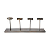 Feketés bronzos színű fémből készült, 4 ágú gyertyatartó.