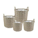 Natúr színű műrattanból készült, 4 darabos, nagyméretű kosár kaspó szett.