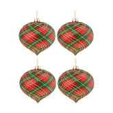 Skót kockás mintázatú, üveg karácsonyfadísz szett.