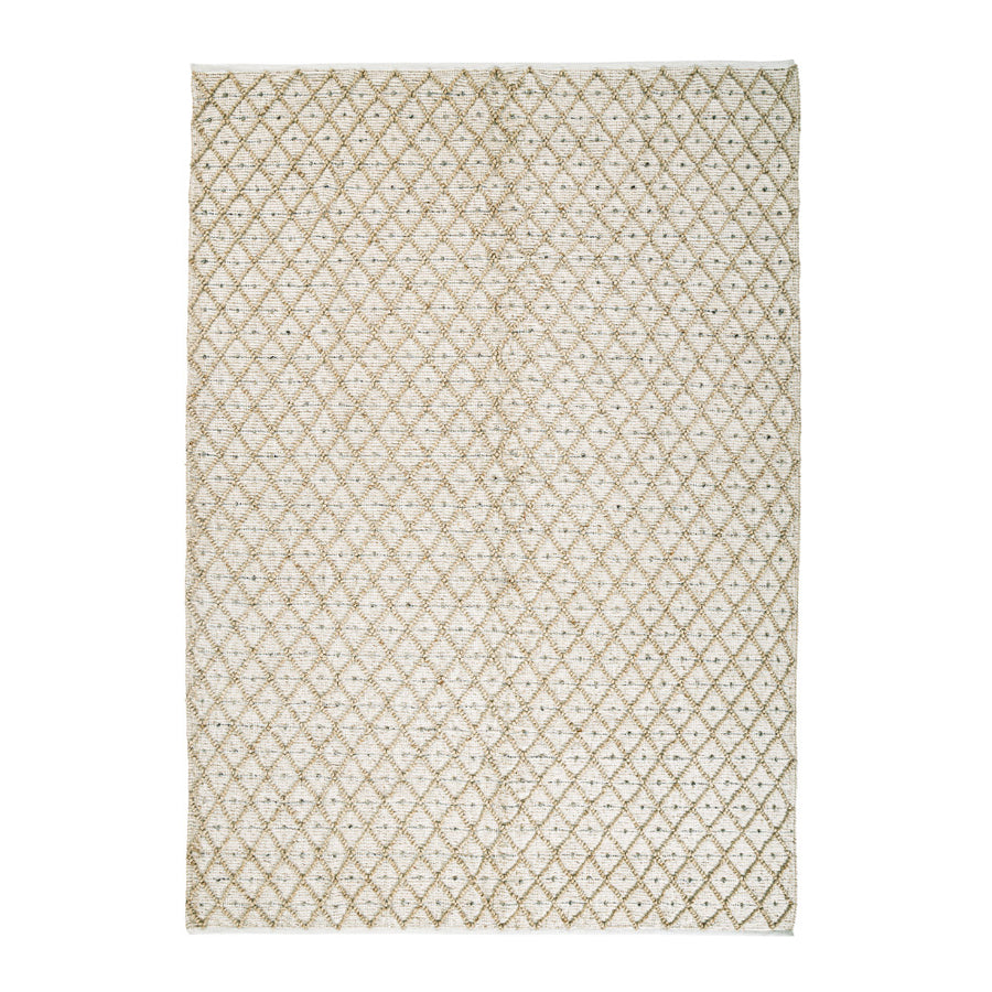 Natúr-fehér kültéri szőnyeg 200x300 cm – geometrikus mintázat, Chander kollekció, felülnézet