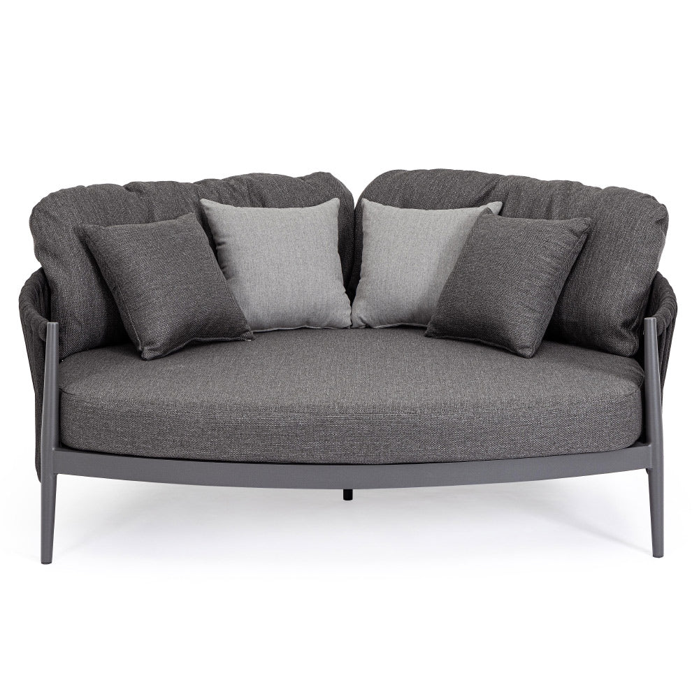 Kétszemélyes, szürke színű, kerti pihenőágy alumínium vázzal, kötélfonat burkolattal