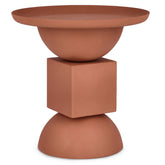 Kortárs stílusú, 40,5 cm átmérőjű, matt korallszínű, fém kisasztal