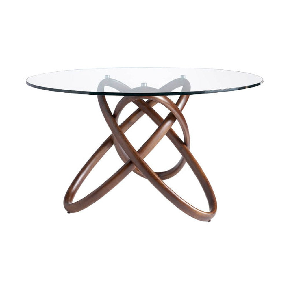 Kortárs stílusú, kőrisfából készült, dizájn étkezőasztal edzett üveglappal.