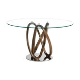 Kortárs stílusú, kőrisfából készült, dizájn étkezőasztal edzett üveglappal.