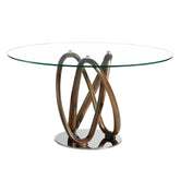 Kortárs stílusú, kőrisfából készült, dizájn étkezőasztal edzett üveglappal.