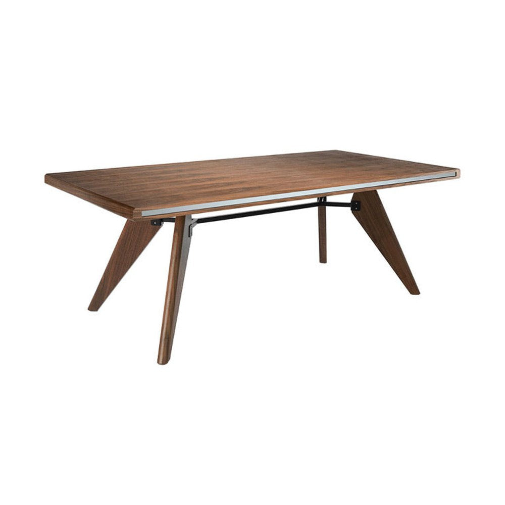 Kortárs stílusú, nagyméretű, diófa furnérral borított dizájn étkezőasztal.