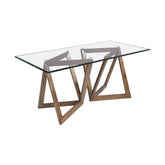 Kortárs stílusú, kőrisfából készült, dizájn étkezőasztal edzett üveglappal.