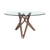 Kortárs stílusú, kőrisfából készült, dizájn étkezőasztal edzett üveglappal.