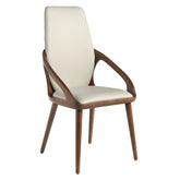 Angel Cerdá krémszínű műbőr karosszék diószínű kőrisfa vázzal