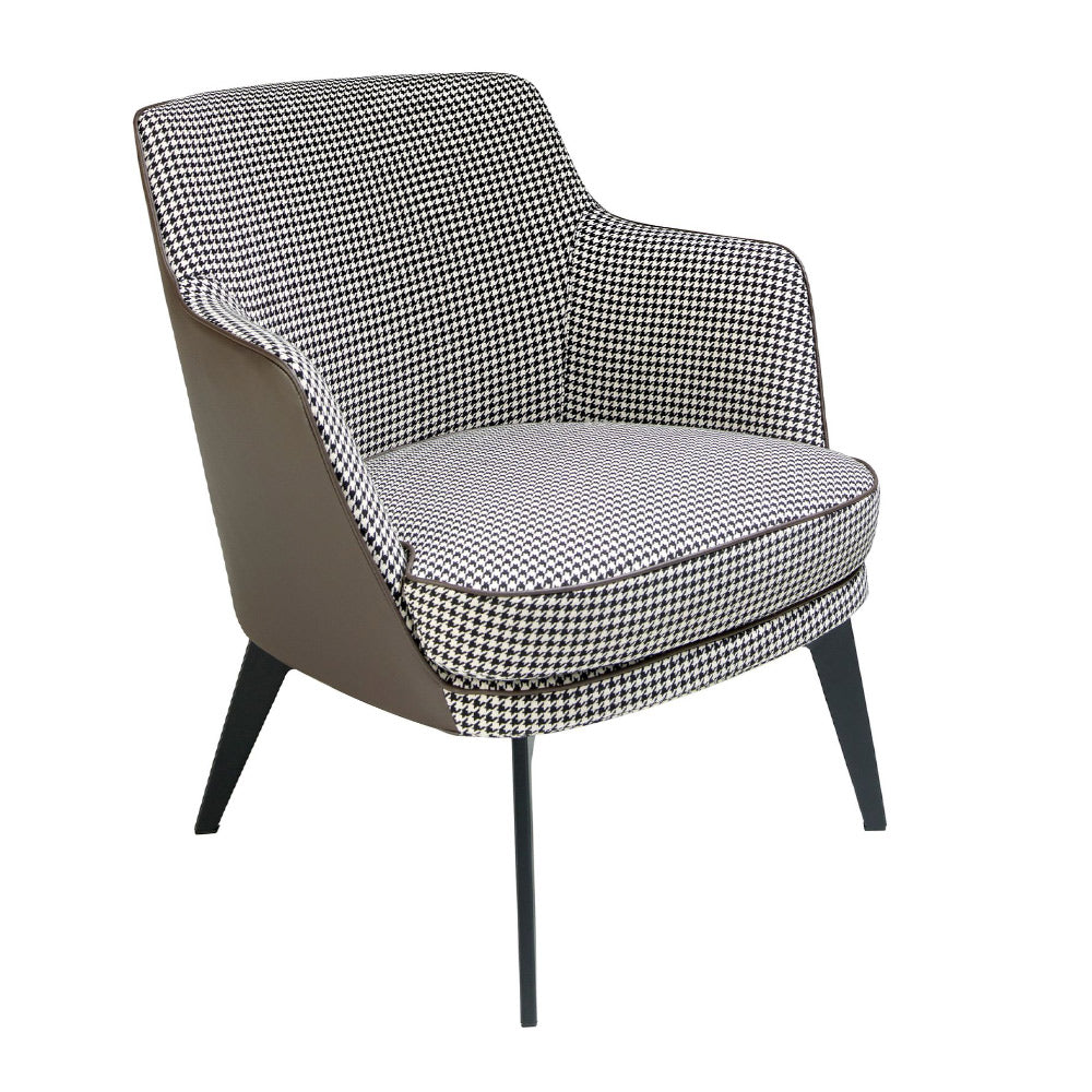 Angel Cerdá fekete-fehér pepita szövet fotel műbőr háttal oldalnézet