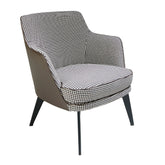 Angel Cerdá fekete-fehér pepita szövet fotel műbőr háttal oldalnézet