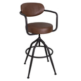 Barna műbőr ülőfelületű ipari bárszék – fekete fémszerkezet, Factory kollekció