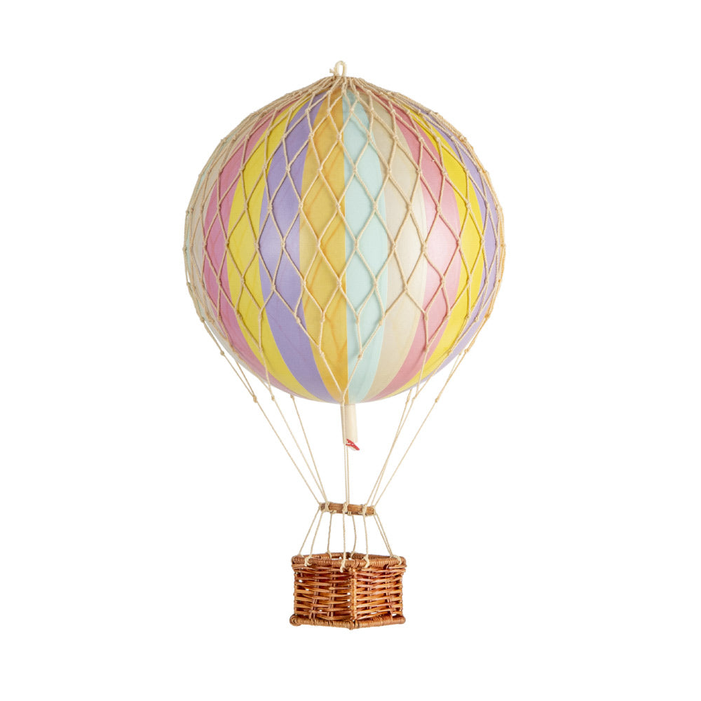 Vintage stílusú, függeszthető, pasztell szivárványszínű dekorációs hőlégballon