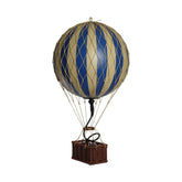 Vintage stílusú, függeszthető, kék-bézs színű dekorációs hőlégballon LED világítással