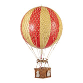 Vintage stílusú, nagy méretű, függeszthető, piros-bézs színű dekorációs hőlégballon díszdobozban