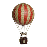 Vintage stílusú, nagy, függeszthető, piros-bézs színű dekorációs hőlégballon LED világítással