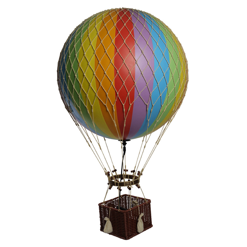 Vintage stílusú, óriás, függeszthető, szivárványszínű dekorációs hőlégballon LED világítással