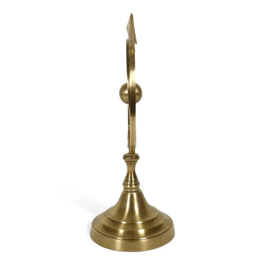 Brass armillary decorative globe on a tall pedestal stand from the Armillary collection