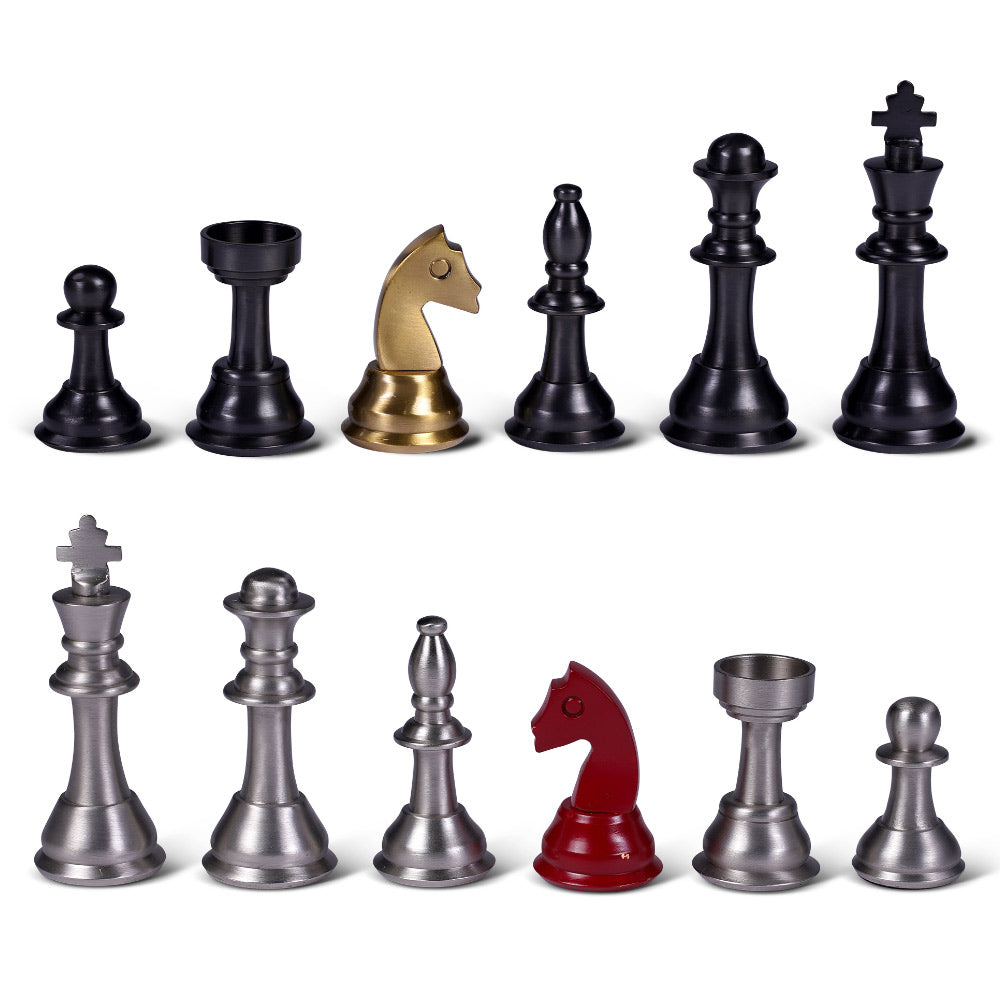 32 darabos, vintage stílusú, fémből készült, sakkfigura készlet