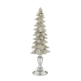 Ezüst glitteres műgyanta dekor fenyőfa 41 cm – frontális nézet, Fagyos Éj kollekció