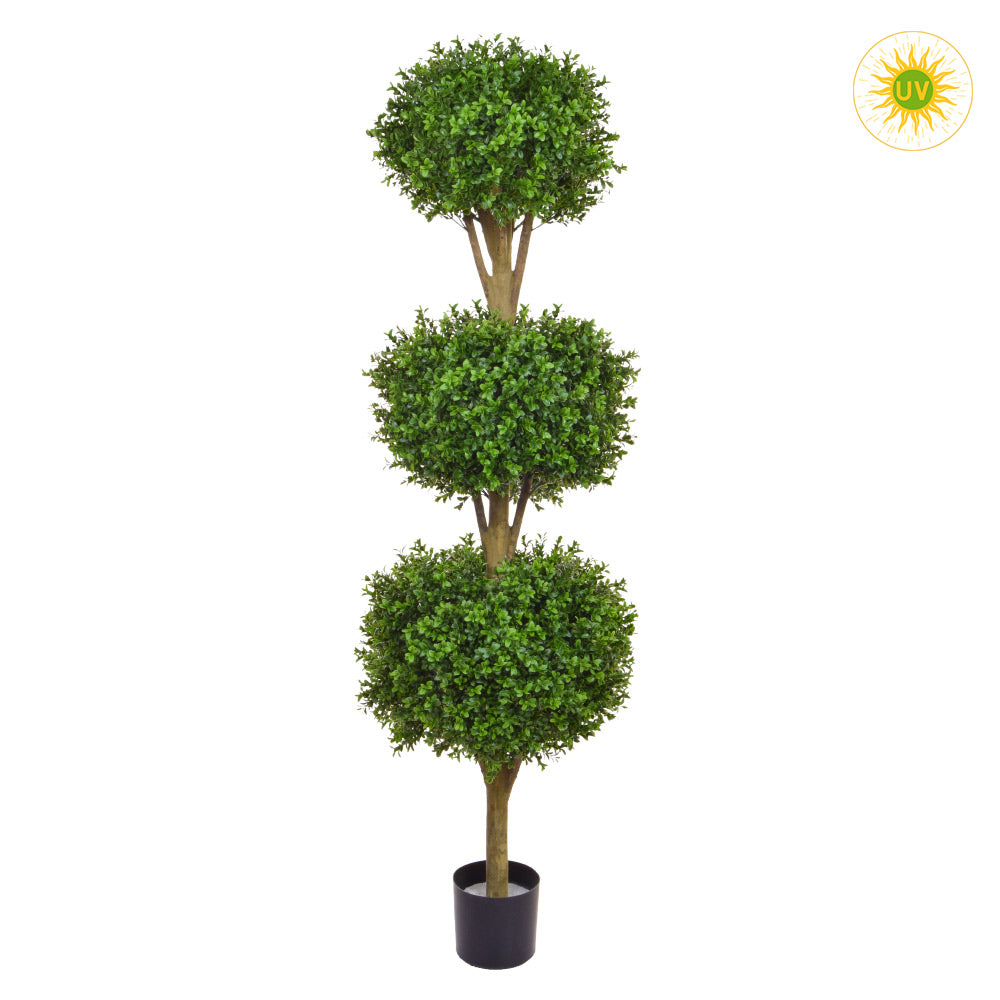 Élethű megjelenésű, UV-álló kialakítású, zöld színű buxus bokor műnövény