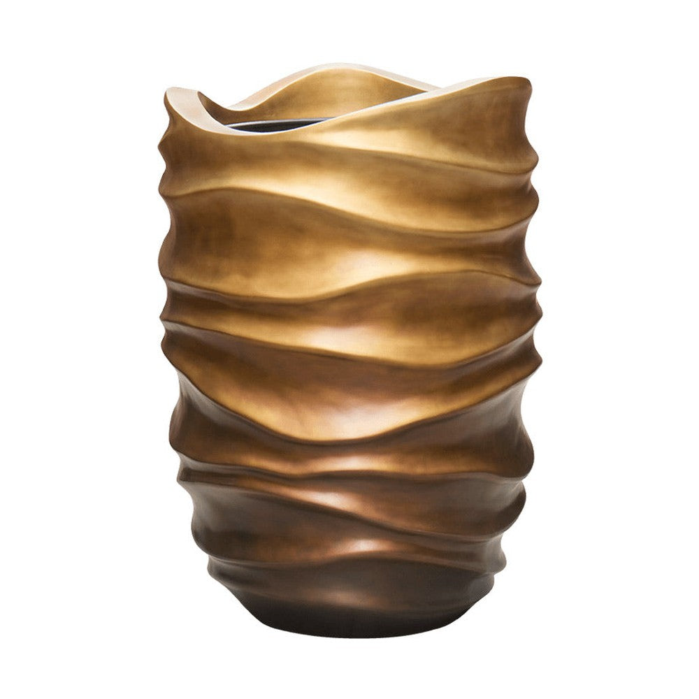 BAQ Gradient kompozit kaspó Matt Honey – kézzel festett, hullámos formájú óriás design kaspó mézszínű árnyalatban.