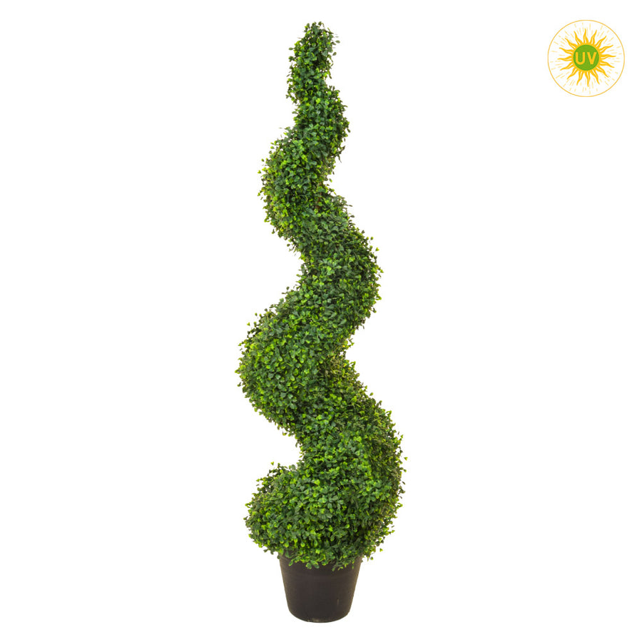Élethű, UV-álló kialakítású, 120 cm magas, zöld színű buxus bokor műnövény