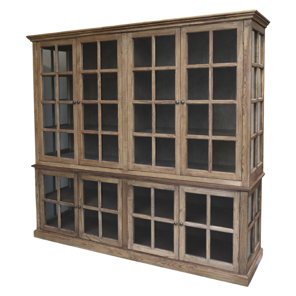 vintage vitrines szekrény nyárfából natúr színben