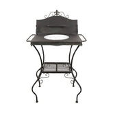 Vintage stílusú, antikolt sötétbarna színű, fém mosdóállvány lavorral