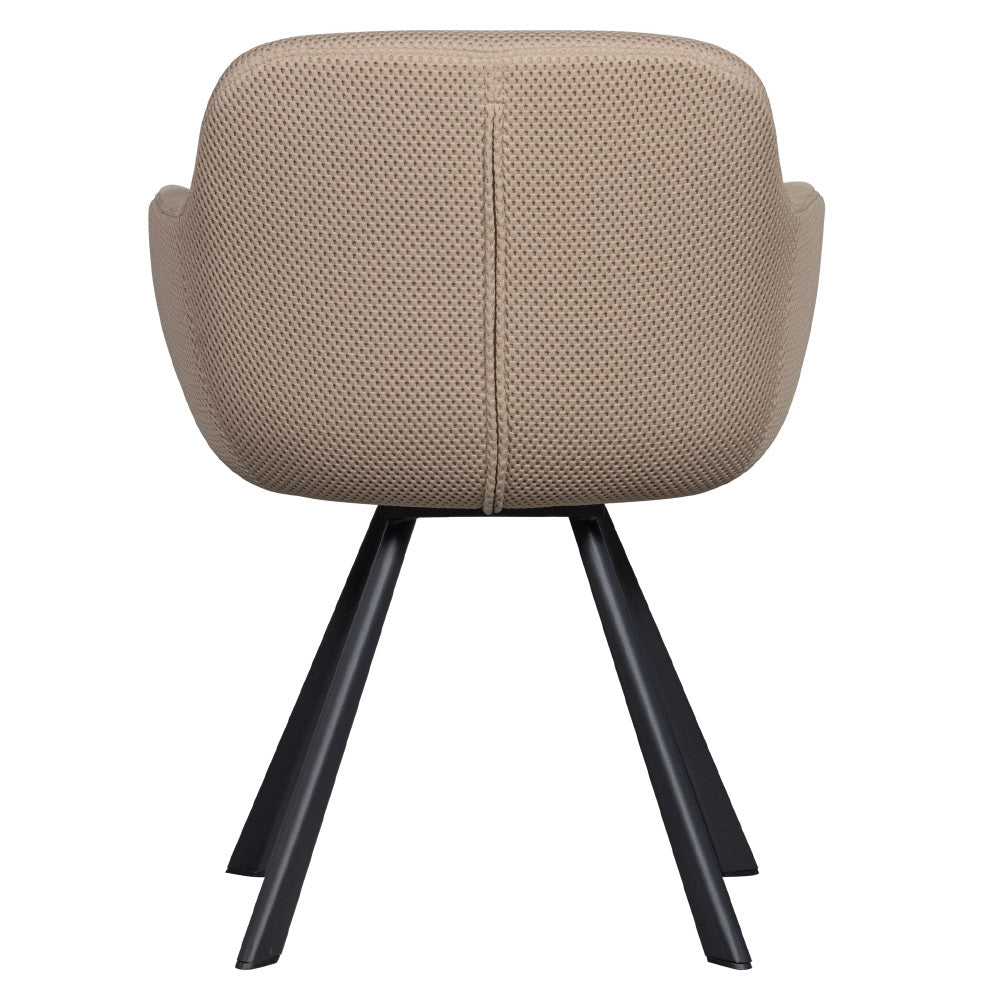 Kortárs stílusú, fekete fémvázas étkezőszék, bézs színű, kötött-hálós kárpittal Kortárs stílusú, fekete fémvázas étkezőszék, bézs színű, kötött-hálós kárpittal