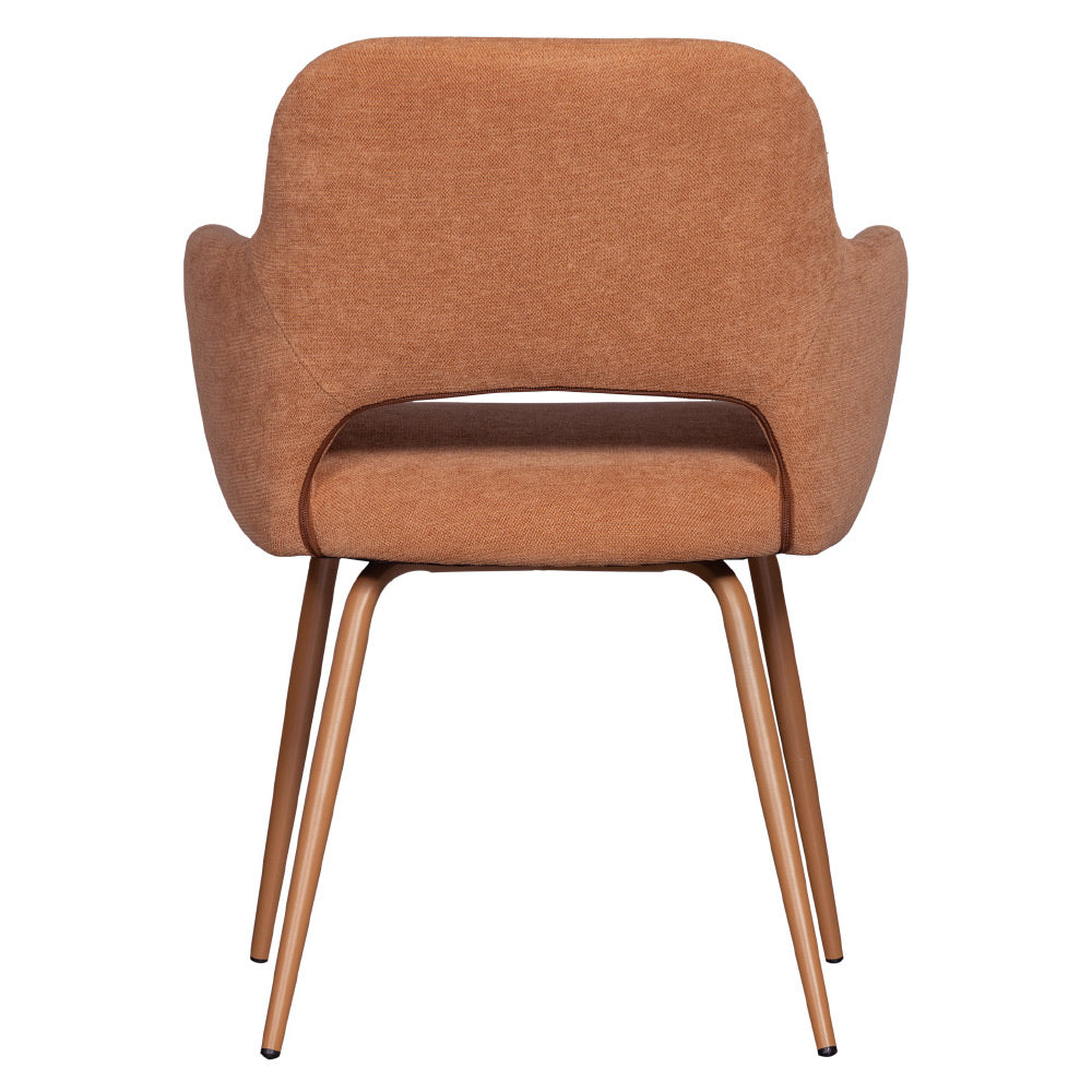 Kortárs stílusú, fémvázas étkezőszék, korallszínű szövettel kárpitozva Kortárs stílusú, fémvázas étkezőszék, korallszínű szövettel kárpitozva