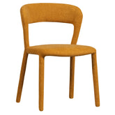 Kortárs stílusú, mustársárga színű, buklé hatású szövettel kárpitozott étkezőszék