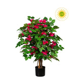 UV-álló, dús lombozatú, mesterséges murvafürt cserje fekete színű, műanyag kaspóban.