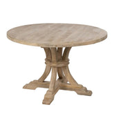 kerek mangófa étkezőasztal faragott középlábbal natúr színben