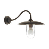 Moretti Luce Trasimeno loft stílusú tömör réz falikar 30 cm-es tányérszerű árnyékolóval és áttetsző üvegbúrával