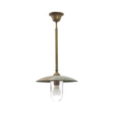 Moretti Luce Trasimeno loft stílusú tömör réz függeszték 30 cm-es tányérszerű árnyékolóval és áttetsző üvegbúrával
