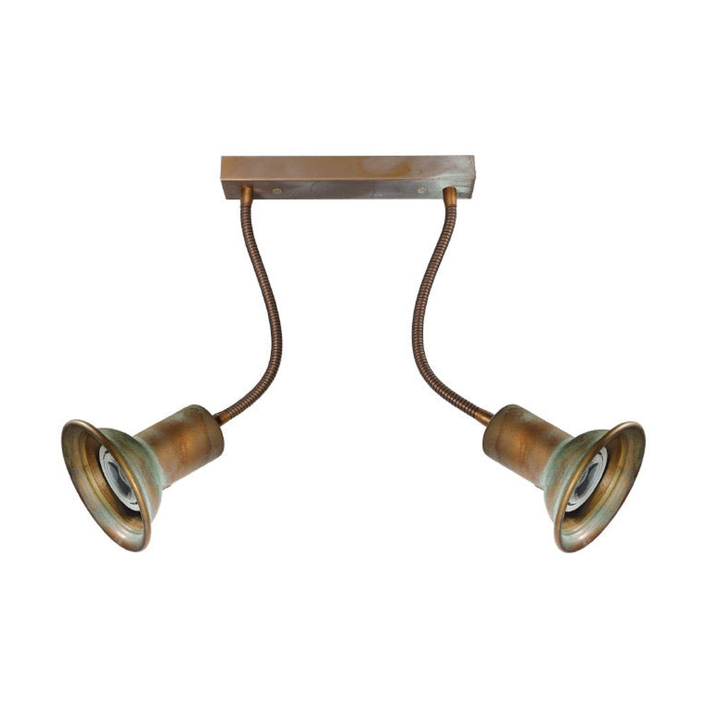 Vintage stílusú, réz spot lámpa két flexibilis foglalattal.