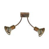 Vintage stílusú, réz spot lámpa két flexibilis foglalattal.