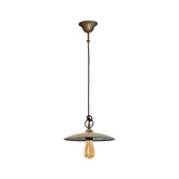 Moretti Luce Trasimeno loft stílusú tömör réz függeszték 30 cm-es tányérszerű árnyékolóval és szabadon látható fényforrással