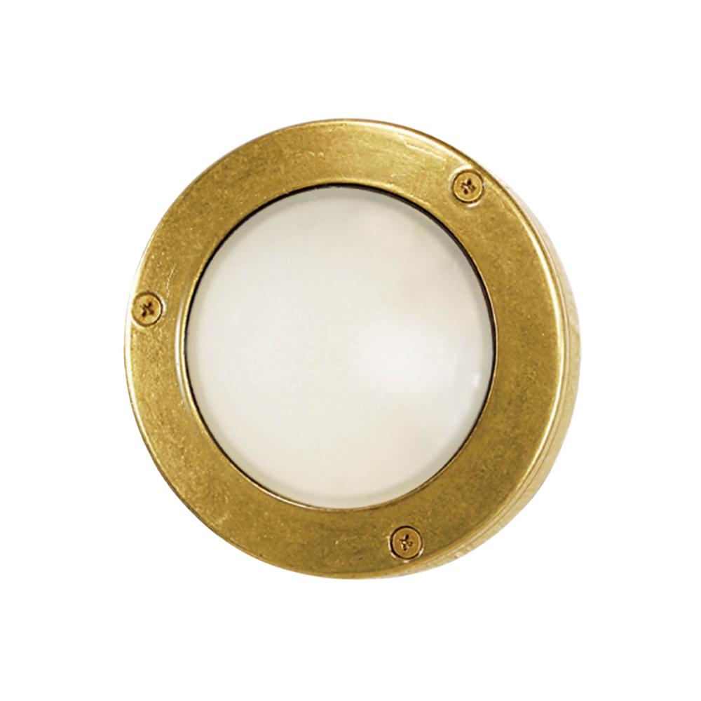 Cocci vintage réz falilámpa antikolt sárgaréz felülettel, kerek opál üvegbúrával és GX53-as foglalattal