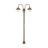 Loft stílusú, rézből készült, 270 cm magas kandeláber két darab fémrácsos üvegbúrával