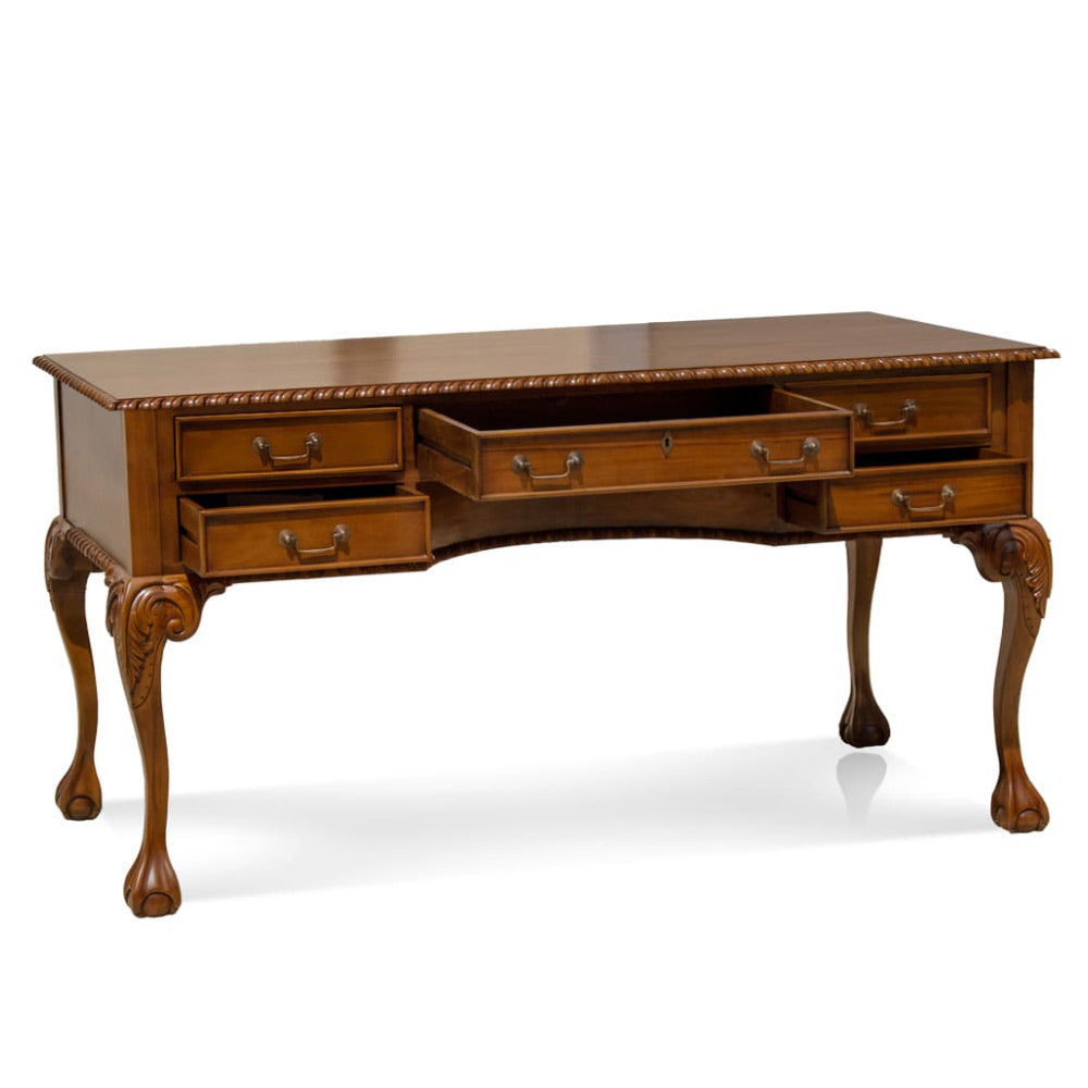 Klasszikus stílusú, mahagónifából készült Chippendale stílusú kézműves íróasztal