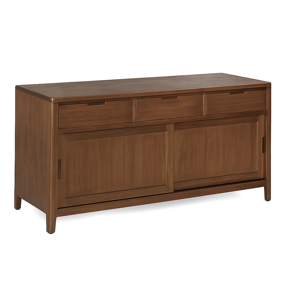 Mahagóni fa tálalószekrény, három fiókkal és tolóajtókkal, előlnézet, Oporto kollekció