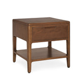 oporto éjjeliszekrény – mahagóni fa, egy fiókkal és alsó polccal, háromnegyedes nézet