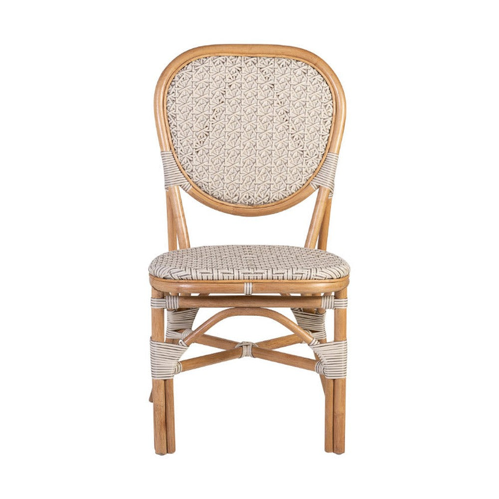 Vintage stílusú, természetes rattanból és műrattanból készült, natúr és fehér színű szék