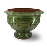 Óriás méretű, tradiconális mázas, zöld színű, anduze kerámia kaspótál