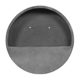 50 cm átmérőjű matt szürke fali kaspó fiberstone anyagból - frontális nézet.