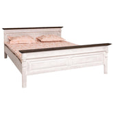 Fenyőfa ágykeret 180x200 cm-es méretben, fix fejtámlával és lábvéggel